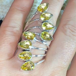 Lemon Citrine multi-gem handcrafted adjustable ring
